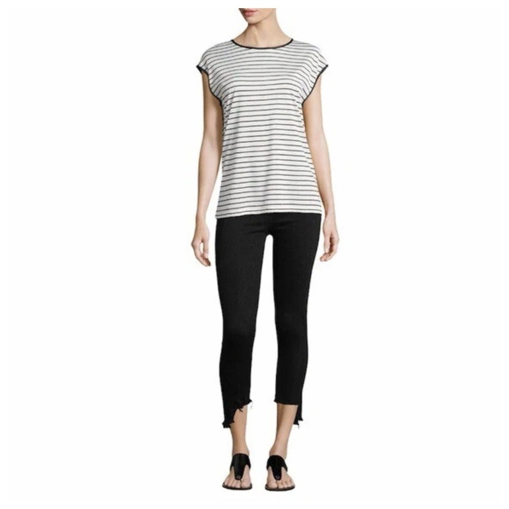 Rag & Bone Black Jeans 10 inch Capri Cropped Destroyed‎ Hem Size 26 Hampton